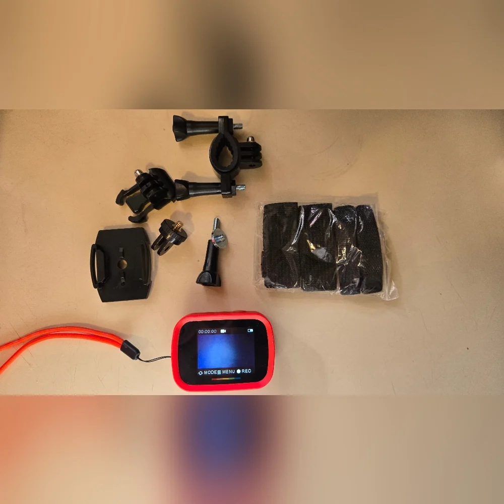 POLAROID Red and White Action Camera with Accessories